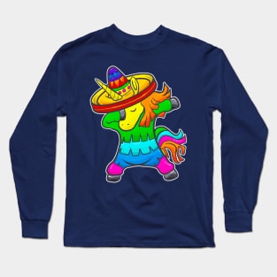 Cinco de Mayo Dabbing Pinata Unicorn Mexican Mexico Long Sleeve T-Shirt